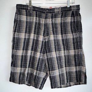 Tommy Bahama Paradise Nation Silk Linen Men's Shorts Size 34  Black Plaid